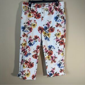 Gloria Vanderbilt Floral Patterned Pants white cropped capri